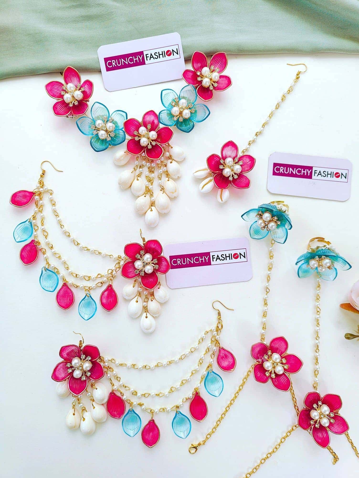 Mehndi Floral Handcrafted Green Flower Jewellery for Everyday Elegance