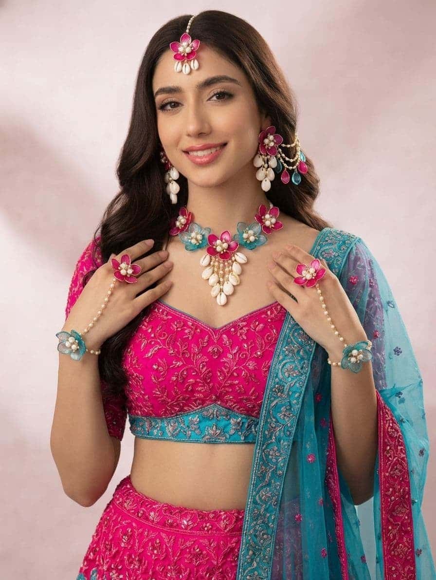 Ethnic Splendor Haldi-Mehndi Floral Women's Jewellery for Weddings