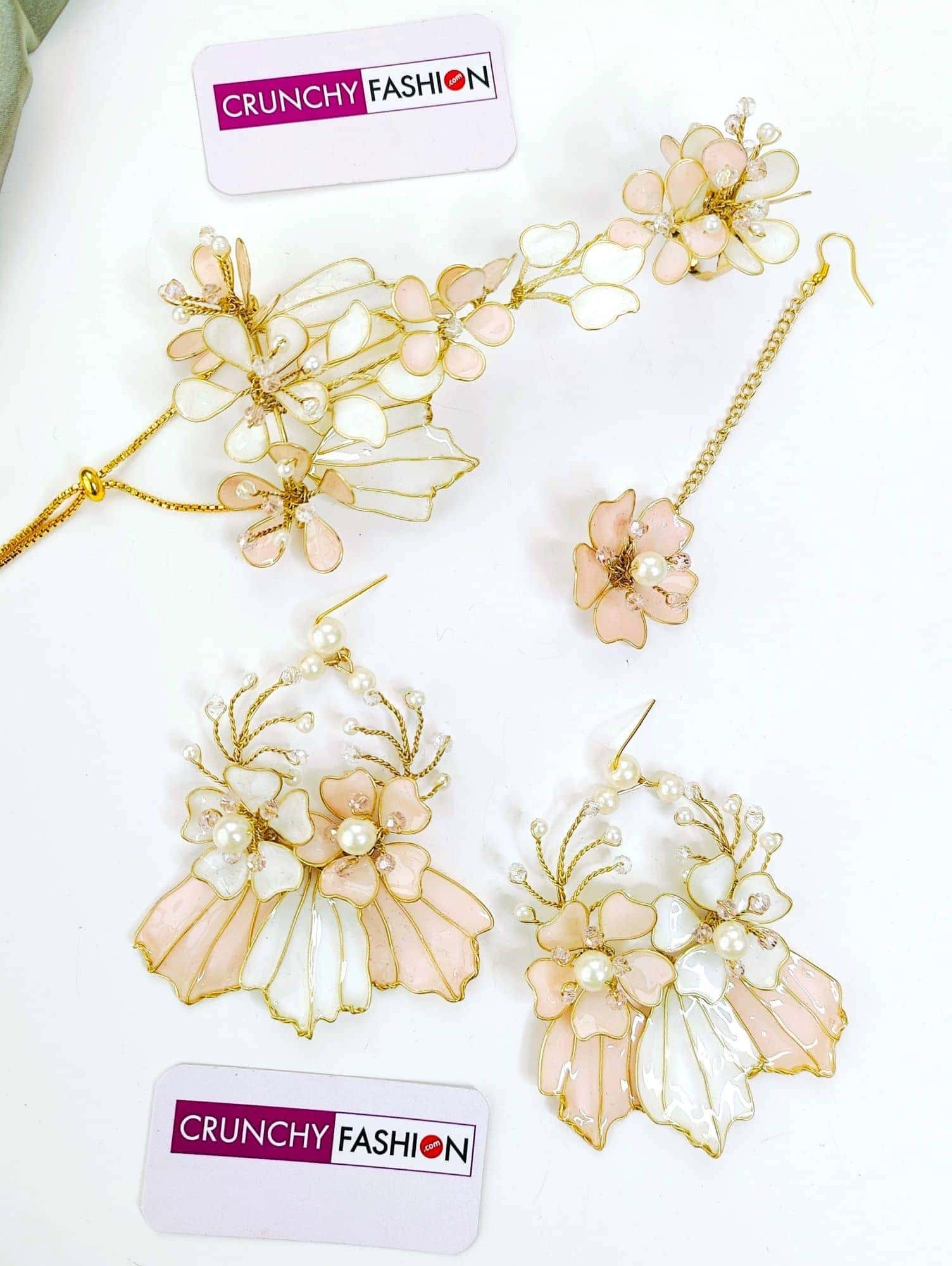 Designer Shell Pearl Harmony - White Wedding and Haldi Ceremony Jewellery Set